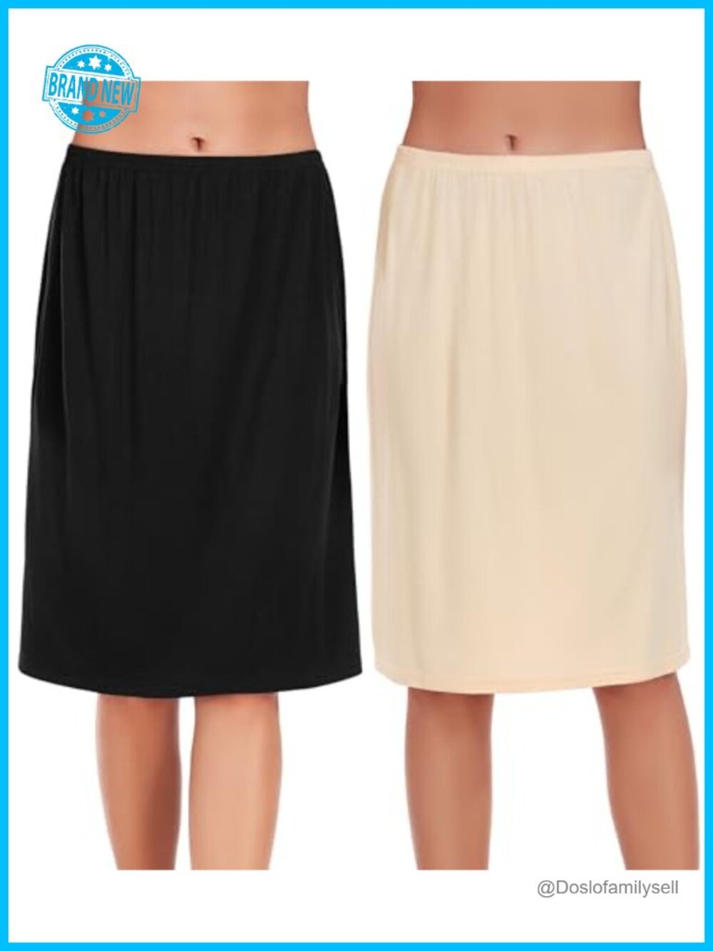 2 Pcs Women's Half Slips Modal Underskirt Knee Length Anti-Static Petticoat